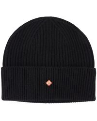 CASABLANCA - Ribbed-Knit Logo-Plaque Beanie Hat - Lyst
