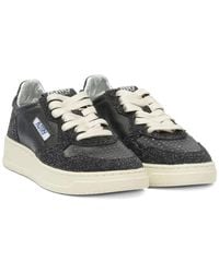 Autry - Medalist Glitter-Detail Leather Sneakers - Lyst