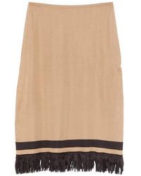 Ferragamo - Fringe Hem Midi Skirt - Lyst