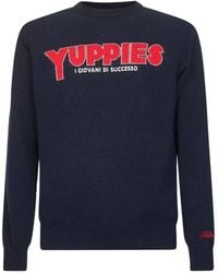 MC2 Saint Barth - Deep Crew Neck Sweater With Bold Lettering - Lyst