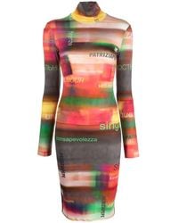 Patrizia Pepe - Glossy Slogan-Print Midi Dress - Lyst