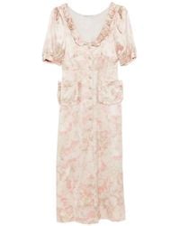 Alessandra Rich - Ruffled Floral-Print Silk Midi Dress - Lyst