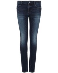 Armani Exchange - Logo-appliqué Whiskering-effect Skinny-cut Jeans - Lyst