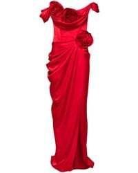 Ana Radu - Floral-Appliqué Draped Gown - Lyst