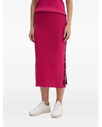 DKNY - Midi Side Slit Logo Skirt - Lyst
