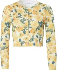 Carolina Herrera - Floral-Print Fine-Knit Cardigan - Lyst