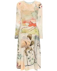 Paul Smith - Watercolour-print Silk Midi Dress - Lyst