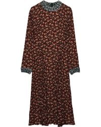 Prada - Robe Mi-Longue Plissée À Fleurs - Lyst