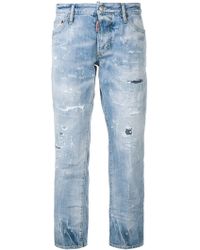 DSquared² Cropped-Jeans im Distressed-Look - Blau
