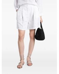 120% Lino - Short À Détails Plissés - Lyst