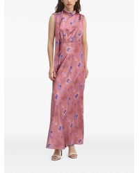 HUGO - Butterfly-Print Satin Maxi Dress - Lyst