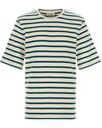 Jil Sander - Cream/ Horizontal Stripe Cotton T-Shirt - Lyst