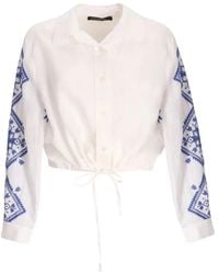 Greek Archaic Kori - Embroidered Drawstring-Detail Shirt - Lyst