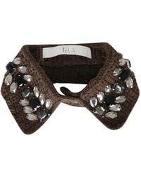 Tela - Crystal-Embellished Chunky-Knit Collar - Lyst