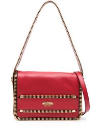 Moschino - Zip-embellished Leather Shoulder Bag - Lyst