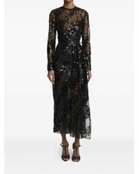 Elie Saab - Sequined Long-Sleeve Midi Dress - Lyst