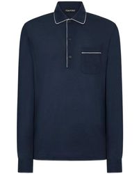 Tom Ford - Piping-Detail Long-Sleeve Polo Shirt - Lyst