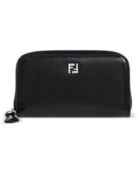 Fendi - Mini Ff Logo-Plaque Leather Wallet - Lyst