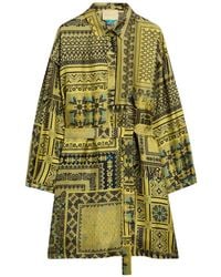 Momoní - Uma Printed-Silk Blouson Mini Dress - Lyst