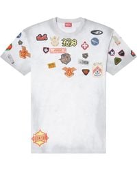 DIESEL - T-Shirt À Patchs Imprimés - Lyst
