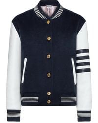 Thom Browne - Cashmere And Leather Browne 65 Varsity Jacket - Lyst