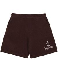 Sporty & Rich - Vendome Logo-embroidered Cashmere Shorts - Lyst