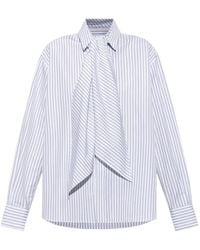 Sacai - Gestreepte Shirt Met Gestrikte Hals - Lyst