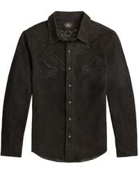 RRL - Embroidered Suede Shirt - Lyst