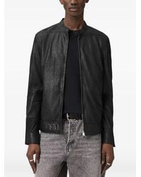 AllSaints - Slim Fit Leather Jacket - Lyst