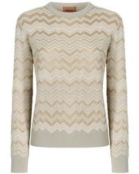 Missoni - Zig Zag Viscose And Wool Crewneck Sweater - Lyst