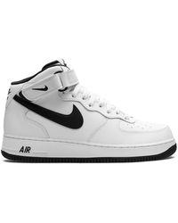 Nike - Air Force 1 Mid White/Black Sneakers - Lyst