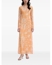 Never Fully Dressed - Graphic-Print Long-Sleeve Midi Dress - Lyst