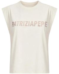Patrizia Pepe - Rhinestone-Logo Tank Top - Lyst