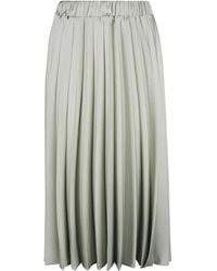 D.exterior - Pleated Satin Midi Skirt - Lyst