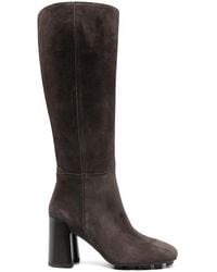 Hogan - 90Mm Suede Block-Heel Knee-High Boots - Lyst