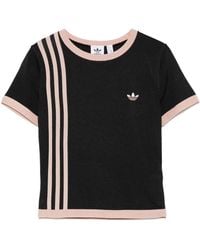 adidas - Gestricktes T-Shirt mit 3 Streifen - Lyst