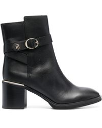 Tommy Hilfiger - 70mm Side Buckle-detail Ankle Boots - Lyst