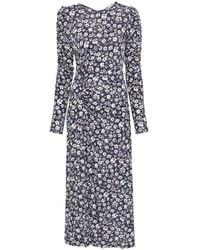 Mar De Margaritas - Floral-Print Ruched Midi Dress - Lyst