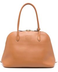 Miu Miu - Embossed-Logo Tote Bag - Lyst