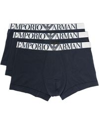 Emporio Armani - Drie Katoenen Slips Met Logoband - Lyst