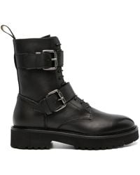 Doucal's - Buckled Lace-up Leather Boots - Lyst