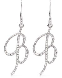 Blumarine - Crystal-embellished Logo-pendant Earrings - Lyst