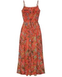 Cara Cara - Carmen Ruffled-Trim Smocked-Panel Midi Dress - Lyst