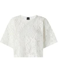 Pinko - Cropped Lace T-Shirt - Lyst