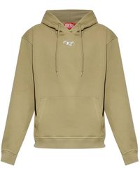 DIESEL - Cotton Hoodie With Metallic Oval D - Lyst