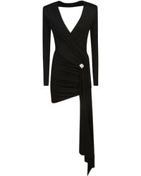 Elisabetta Franchi - Draped Mini Dress With Asymmetric Hem - Lyst