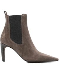 Brunello Cucinelli - Suede Elastic-Insert Ankle Boots - Lyst