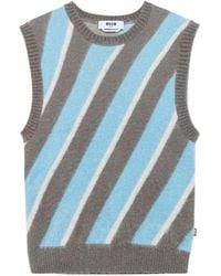 MSGM - Diagonal-Stripe Sleeveless Sweater - Lyst