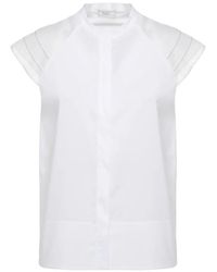 Peserico - Sheer-Panel Cap-Sleeve Shirt - Lyst