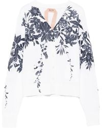 N°21 - Floral-Print Button Cardigan - Lyst